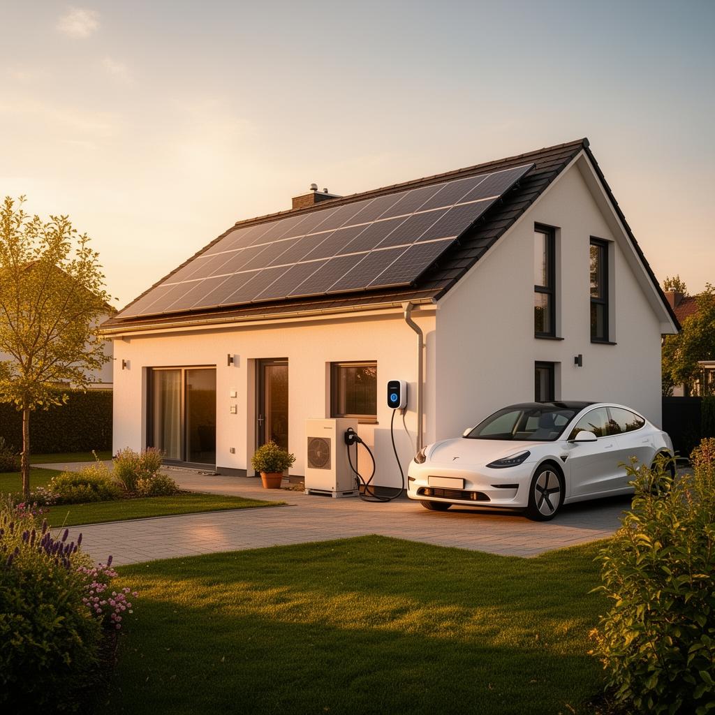 Modernes Einfamilienhaus mit Photovoltaik, Speicher, Wärmepumpe und Wallbox